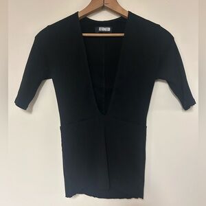 Reformation Black Deep V Top Ribbed Size M Sexy Tencel Spandex